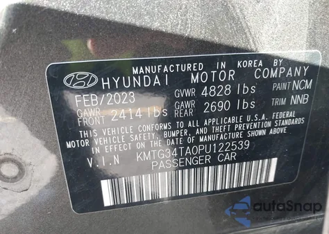 2023 Genesis G70 2.0T Awd z USA, uszkodzony, nr VIN KMTG34TA0PU122539